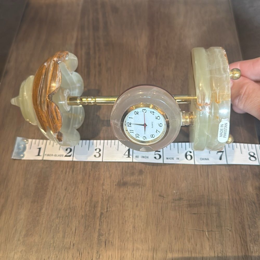 Carved Natural Stone Decorative Umbrella Clock Gift Desk or Mantle Decor NEW - Picture 8 of 9
